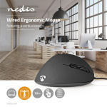 Nedis Wired Mouse | DPI: 1200 / 1800 / 2400 / 3600 dpi | Justerbar DPI | Antall knapper: 6 | Programmerbare knapper | Right-Handed | 1.60 m