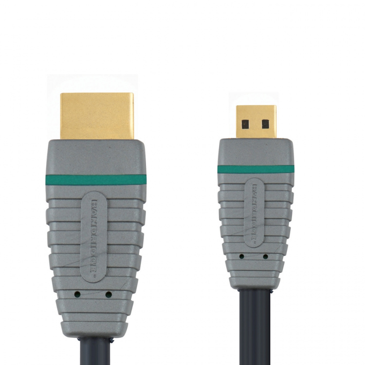 Bandridge High Speed HDMI-Kabel med Ethernet HDMI Kontakt - HDMI Micro Han 2.00 m Blå