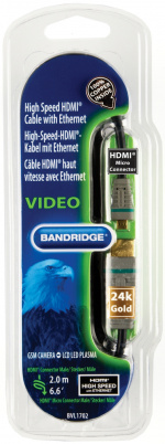Bandridge High Speed HDMI-Kabel med Ethernet HDMI Kontakt - HDMI Micro Han 2.00 m Blå