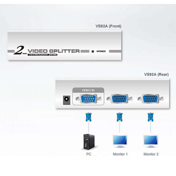 ATEN 2-port VGA-Delare Silver