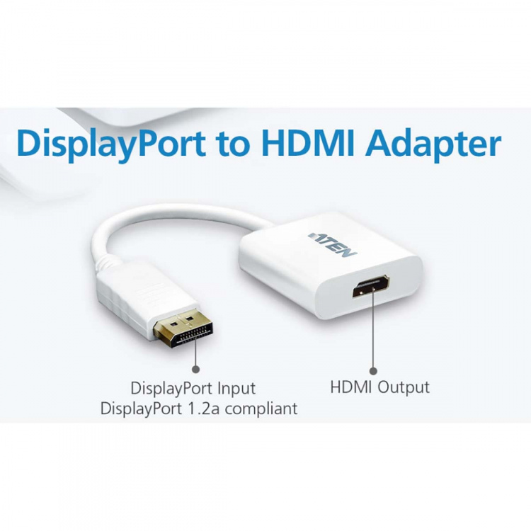 ATEN Displaykabel DisplayPort hane - HDMI Hona 0,15 m Vit