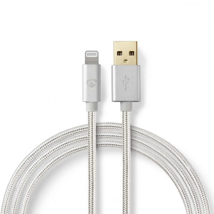 Nedis Lightning Kabel | USB 2.0 | Apple Lightning 8-Pinners | USB-A Han | 480 Mbps | Gull belagt | 1.00 m | Rund | Flettet / Nylon | Aluminium | Deksel Vindusboks
