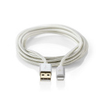 Nedis Lightning Kabel | USB 2.0 | Apple Lightning 8-Pinners | USB-A Han | 480 Mbps | Gull belagt | 2.00 m | Rund | Flettet / Nylon | Aluminium | Deksel Vindusboks