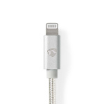 Nedis Lightning Kabel | USB 2.0 | Apple Lightning 8-Pinners | USB-A Han | 480 Mbps | Gull belagt | 2.00 m | Rund | Flettet / Nylon | Aluminium | Deksel Vindusboks