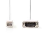 Nedis Mini Displayport-kabel | DisplayPort 1.2 | Mini DisplayPort Han | DVI-D 24+1-Pin Han | 21.6 Gbps | Nikkel belagt | 2.00 m | Rund | PVC | Hvit | Konvolutt Nedis Mini Displayport-kabel | DisplayPort 1.2 | Mini DisplayPort Han | DVI-D 24+1-Pin Han | 21.6 Gbps | Nikkel belagt | 2.00 m | Rund | PVC | Hvit | Konvolutt