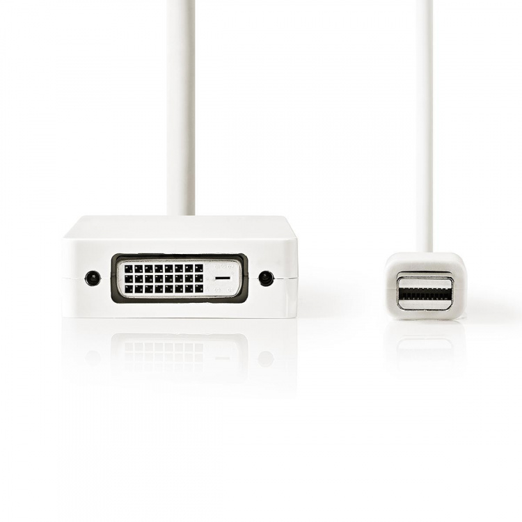 Nedis Mini Displayport-kabel | DisplayPort 1.2 | Mini DisplayPort Han | DisplayPort Hun / DVI-D 24+1-Pins Hun / HDMI ™ -inngang | 21.6 Gbps | Nikkel belagt | 0.20 m | Rund | PVC | Hvit | Plastpose