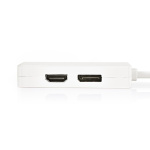 Nedis Mini Displayport-kabel | DisplayPort 1.2 | Mini DisplayPort Han | DisplayPort Hun / DVI-D 24+1-Pins Hun / HDMI ™ -inngang | 21.6 Gbps | Nikkel belagt | 0.20 m | Rund | PVC | Hvit | Plastpose