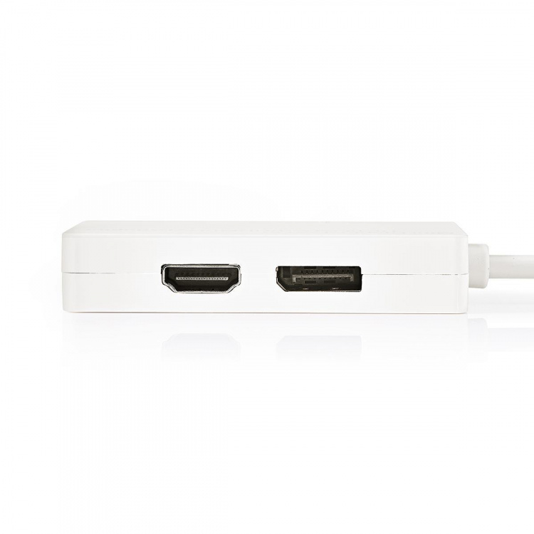 Nedis Mini Displayport-kabel | DisplayPort 1.2 | Mini DisplayPort Han | DisplayPort Hun / DVI-D 24+1-Pins Hun / HDMI ™ -inngang | 21.6 Gbps | Nikkel belagt | 0.20 m | Rund | PVC | Hvit | Plastpose
