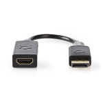 Nedis Displayport-kabel | DisplayPort Han | HDMI ™ -kontakt | 4K@30Hz | Gull belagt | 0.20 m | Rund | PVC | Antrasitt | Boks