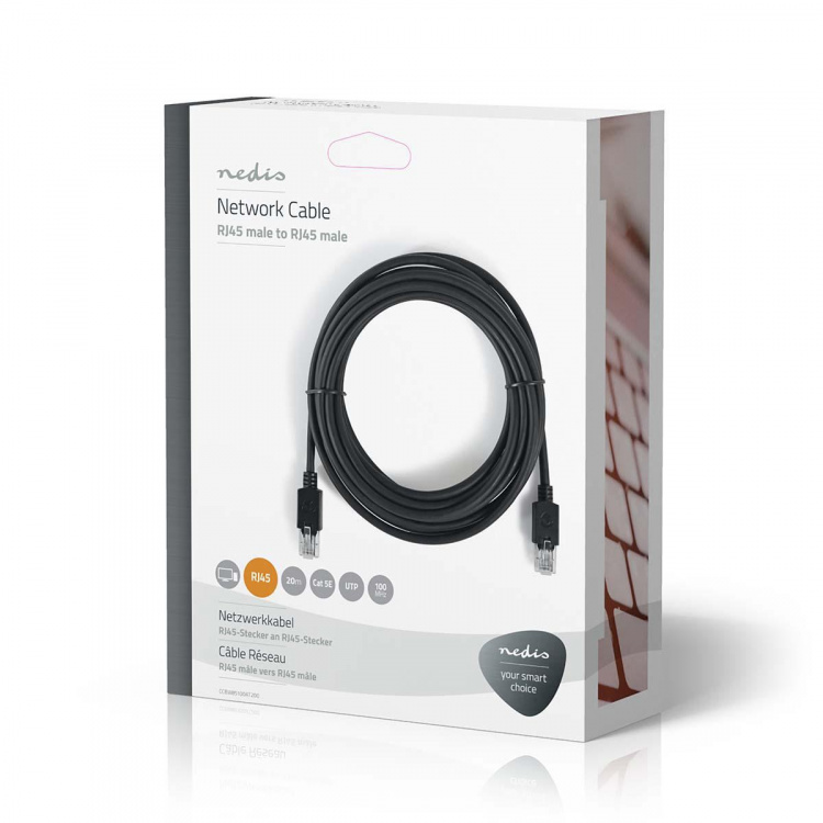 Nedis CAT5e nettverkskabel | U/UTP | RJ45 Han | RJ45 Han | 20.0 m | Rund | LSZH | Antrasitt | Vindus boks