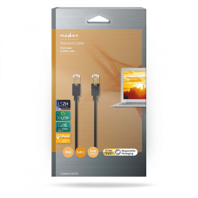 Nedis CAT6 Nettverkskabel | RJ45 Han | RJ45 Han | F/UTP | 5.00 m | Rund | LSZH / PVC | Antrasitt | Vindus boks Nedis CAT6 Nettverkskabel | RJ45 Han | RJ45 Han | F/UTP | 5.00 m | Rund | LSZH / PVC | Antrasitt | Vindus boks