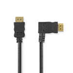 Nedis High Speed ​​HDMI ™ kabel med Ethernet | Høyre Hooked HDMI ™ -kontakt | HDMI ™ -kontakt | 4K@30Hz | 10.2 Gbps | 1.50 m | Rund | PVC | Sort | Konvolutt