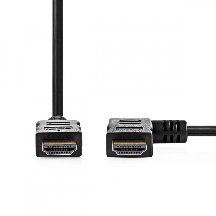 Nedis High Speed ​​HDMI ™ kabel med Ethernet | Høyre Hooked HDMI ™ -kontakt | HDMI ™ -kontakt | 4K@30Hz | 10.2 Gbps | 1.50 m | Rund | PVC | Sort | Konvolutt