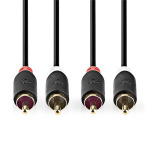 Nedis Stereo lydkabel | 2x RCA Han | 2x RCA Han | Gull belagt | 10.0 m | Rund | Antrasitt | Boks Nedis Stereo lydkabel | 2x RCA Han | 2x RCA Han | Gull belagt | 10.0 m | Rund | Antrasitt | Boks