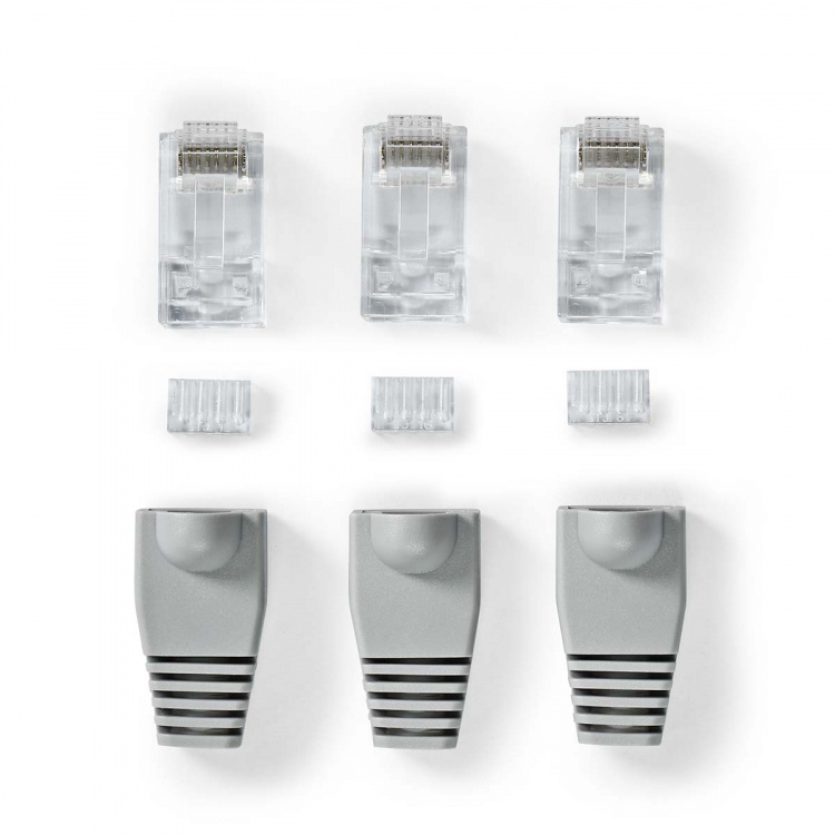 Nedis RJ45-kontakt | Hann | Solid STP CAT6 | Rett | Gull belagt | 10 stk. | PVC | Grå | Boks