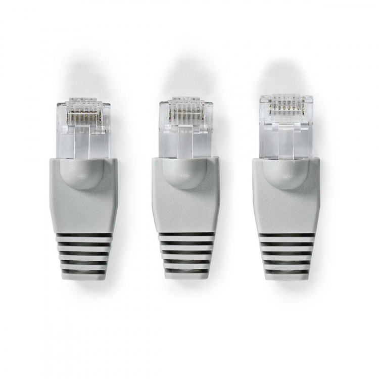 Nedis RJ45-kontakt | Hann | Solid STP CAT6 | Rett | Gull belagt | 10 stk. | PVC | Grå | Boks