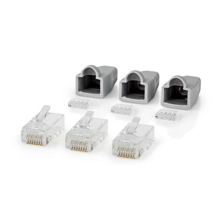 Nedis RJ45-kontakt | Hann | Solid STP CAT6 | Rett | Gull belagt | 10 stk. | PVC | Grå | Boks