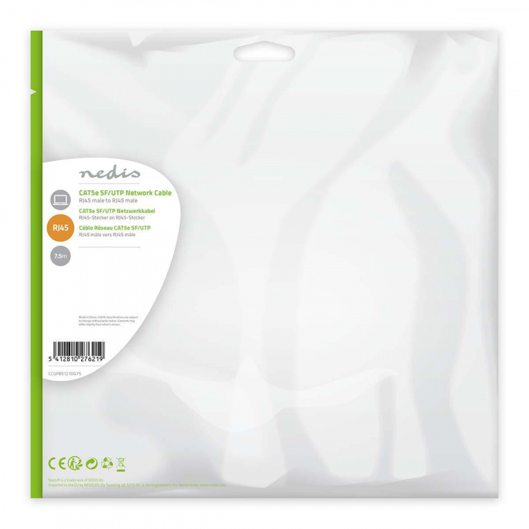 Nedis CAT5e nettverkskabel | SF/UTP | RJ45 Han | RJ45 Han | 7.50 m | Rund | PVC | Oransje | Plastpose Nedis CAT5e nettverkskabel | SF/UTP | RJ45 Han | RJ45 Han | 7.50 m | Rund | PVC | Oransje | Plastpose