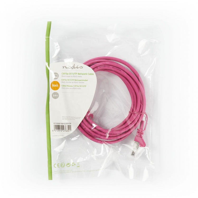 Nedis CAT5e nettverkskabel | SF/UTP | RJ45 Han | RJ45 Han | 3.00 m | Rund | PVC | Rosa | Plastpose