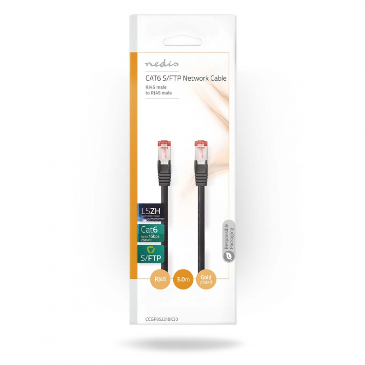 Nedis CAT6 Nettverkskabel | RJ45 Han | RJ45 Han | S/FTP | 3.00 m | Rund | LSZH | Sort | Plastpose