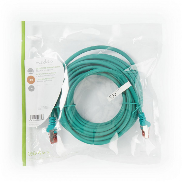 Nedis CAT6 Nettverkskabel | RJ45 Han | RJ45 Han | S/FTP | 7.50 m | Rund | LSZH | Grøn | Plastpose