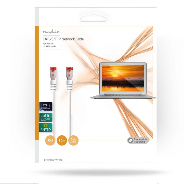 Nedis CAT6 Nettverkskabel | RJ45 Han | RJ45 Han | S/FTP | 30.0 m | Rund | LSZH | Hvit | Konvolutt