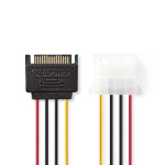Nedis Intern Strømkabel | SATA 15-Pin Han | Molex Hun | Gull belagt | 0.15 m | Rund | PVC | Flerfarget | Konvolutt