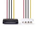 Nedis Intern Strømkabel | SATA 15-Pin Han | Molex Hun | Gull belagt | 0.15 m | Rund | PVC | Flerfarget | Konvolutt