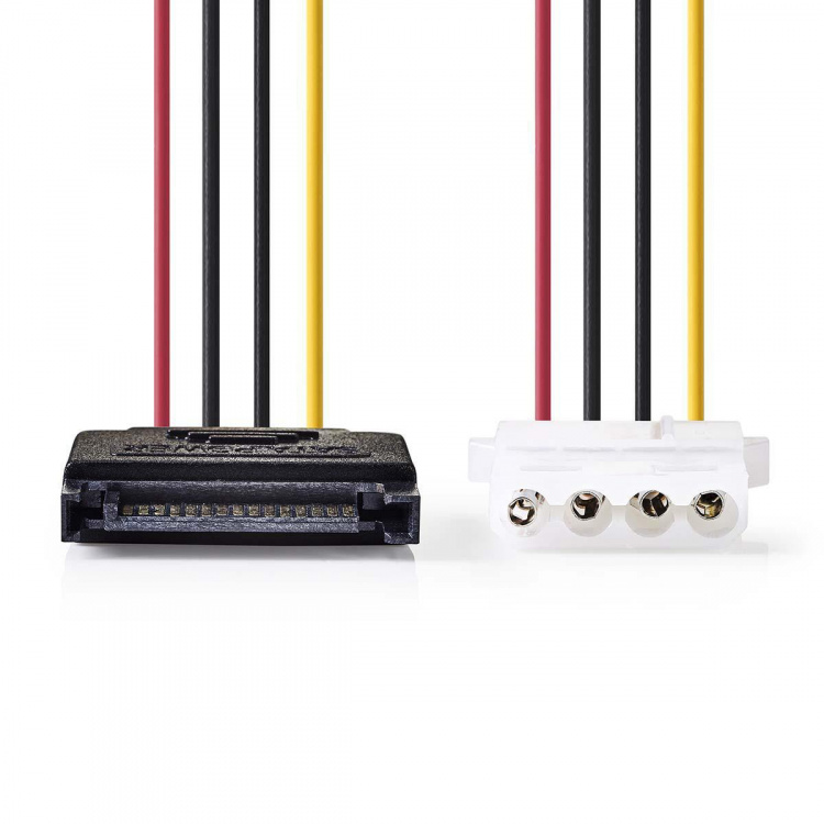 Nedis Intern Strømkabel | SATA 15-Pin Han | Molex Hun | Gull belagt | 0.15 m | Rund | PVC | Flerfarget | Konvolutt