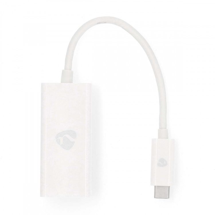 Nedis USB-nettverkskort | USB 3.2 Gen 1 | 1000 Mbps | USB-C™ Hann | RJ45 Hun | 0.20 m | Rund | Nikkel belagt | Fortinnet Kobber | Hvit | Konvolutt