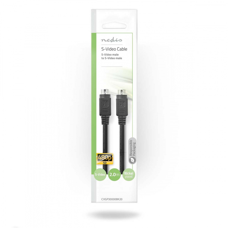 Nedis S-Video-kabel | S-Video Han | S-Video Han | Nikkel belagt | 480i | 2.00 m | Rund | PVC | Sort | Konvolutt