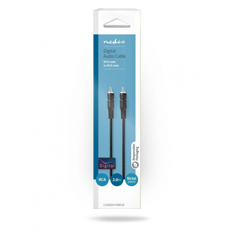 Nedis Digital Audio Cable | RCA Han | RCA Han | Nikkel belagt | 2.00 m | Rund | PVC | Sort | Boks