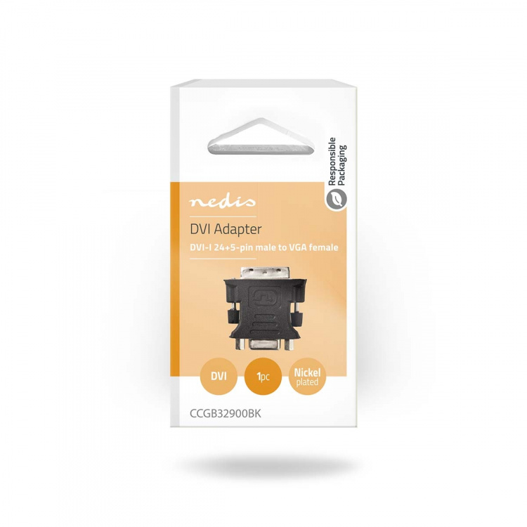 Nedis DVI-adapter | DVI-I 24+5-Pin Han | VGA Hun 15p | Nikkel belagt | Rett | PVC | Sort | Boks Nedis DVI-adapter | DVI-I 24+5-Pin Han | VGA Hun 15p | Nikkel belagt | Rett | PVC | Sort | Boks
