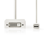 Nedis Mini Displayport-kabel | DisplayPort 1.2 | Mini DisplayPort Han | DVI-D 24+1-Pins Hun / HDMI ™ -inngang / VGA Hun 15p | 21.6 Gbps | Nikkel belagt | 0.20 m | Rund | PVC | Hvit | Blister