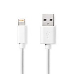 Nedis Lightning Kabel | USB 2.0 | Apple Lightning 8-Pinners | USB-A Han | 480 Mbps | Nikkel belagt | 2.00 m | Rund | PVC | Hvit | Boks