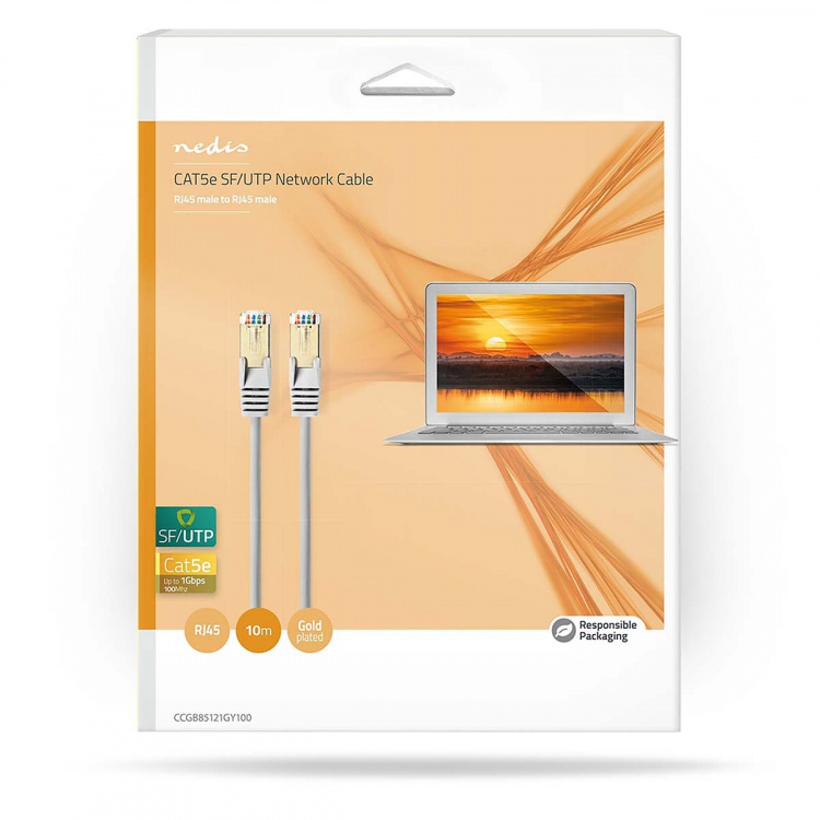 Nedis CAT5e nettverkskabel | SF/UTP | RJ45 Han | RJ45 Han | 10.0 m | Rund | PVC | Grå | Boks Nedis CAT5e nettverkskabel | SF/UTP | RJ45 Han | RJ45 Han | 10.0 m | Rund | PVC | Grå | Boks
