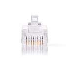 Nedis RJ45-kontakt | Hann | Solid UTP CAT5e | Rett | Gull belagt | 10 stk. | Polycarbonate | Gjennomsiktig | Boks
