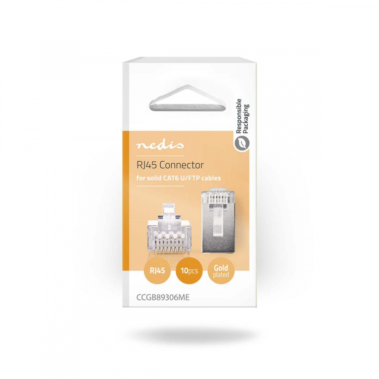 Nedis RJ45-kontakt | Hann | Solid STP CAT6 | Rett | Gull belagt | 10 stk. | Polycarbonate | Gjennomsiktig | Boks Nedis RJ45-kontakt | Hann | Solid STP CAT6 | Rett | Gull belagt | 10 stk. | Polycarbonate | Gjennomsiktig | Boks