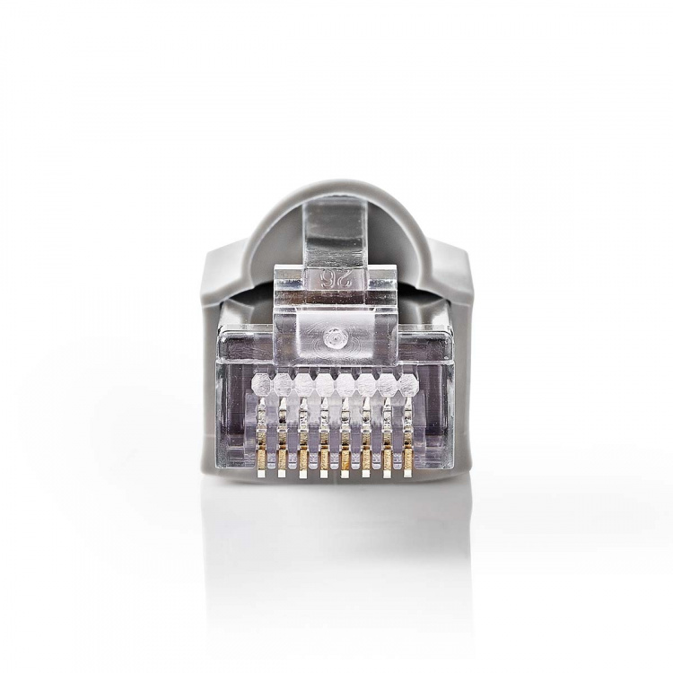 Nedis RJ45-kontakt | Hann | Solid FTP CAT5e | Rett | Nikkel belagt | 10 stk. | Polycarbonate | Gjennomsiktig / Grå | Boks