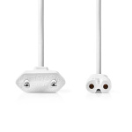 Nedis Strømkabel | Euro Hann | IEC-320-C7 | Rett | Rett | Nikkel belagt | 2.00 m | Flatt | PVC | Hvit | Konvolutt
