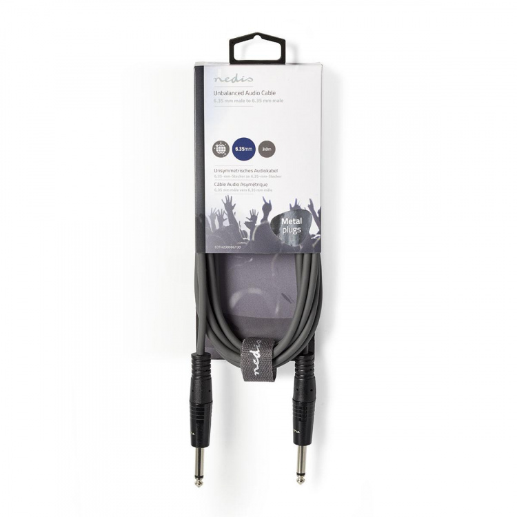 Nedis Stereo lydkabel | 2x 6.35 mm Han | 3.5 mm Han | Nikkel belagt | 5.00 m | Rund | Mørk Grå | Pappetui Nedis Stereo lydkabel | 2x 6.35 mm Han | 3.5 mm Han | Nikkel belagt | 5.00 m | Rund | Mørk Grå | Pappetui