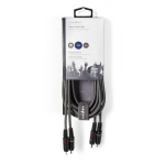 Nedis Stereo lydkabel | 2x RCA Han | 2x RCA Han | Nikkel belagt | 3.00 m | Rund | Mørk Grå | Pappetui