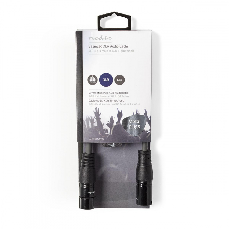 Nedis Balansert lydkabel | XLR 3-Pin Han | XLR 3-Pin Hun | Nikkel belagt | 0.50 m | Rund | PVC | Mørk Grå | Pappetui