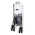 Nedis Balansert lydkabel | 2x XLR 3-Pin Han | 2x XLR 3-Pin Hun | Nikkel belagt | 1.50 m | Rund | PVC | Mørk Grå | Pappetui