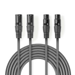 Nedis Balansert lydkabel | 2x XLR 3-Pin Han | 2x XLR 3-Pin Hun | Nikkel belagt | 3.00 m | Rund | PVC | Mørk Grå | Pappetui Nedis Balansert lydkabel | 2x XLR 3-Pin Han | 2x XLR 3-Pin Hun | Nikkel belagt | 3.00 m | Rund | PVC | Mørk Grå | Pappetui
