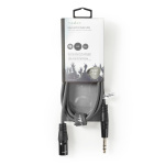 Nedis Balansert lydkabel | XLR 3-Pin Han | 6.35 mm Han | Nikkel belagt | 1.50 m | Rund | PVC | Mørk Grå | Pappetui