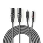 Nedis Balansert lydkabel | 2x XLR 3-Pin Han | 2x RCA Han | Nikkel belagt | 1.50 m | Rund | PVC | Mørk Grå | Pappetui Nedis Balansert lydkabel | 2x XLR 3-Pin Han | 2x RCA Han | Nikkel belagt | 1.50 m | Rund | PVC | Mørk Grå | Pappetui