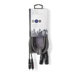 Nedis Balansert lydkabel | 2x XLR 3-Pin Han | 2x RCA Han | Nikkel belagt | 1.50 m | Rund | PVC | Mørk Grå | Pappetui Nedis Balansert lydkabel | 2x XLR 3-Pin Han | 2x RCA Han | Nikkel belagt | 1.50 m | Rund | PVC | Mørk Grå | Pappetui