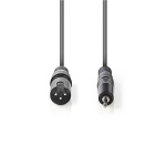 Nedis Balansert lydkabel | XLR 3-Pin Han | 3.5 mm Han | Nikkel belagt | 3.00 m | Rund | PVC | Mørk Grå | Pappetui