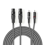 Nedis Balansert lydkabel | 2x XLR 3-Pin Hun | 2x RCA Han | Nikkel belagt | 1.50 m | Rund | PVC | Mørk Grå | Pappetui Nedis Balansert lydkabel | 2x XLR 3-Pin Hun | 2x RCA Han | Nikkel belagt | 1.50 m | Rund | PVC | Mørk Grå | Pappetui